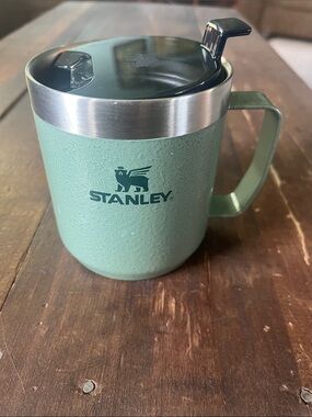 Stanley stay Hot Camp Travel Mug 12 oz with lid Sage Green with Stainless Accent